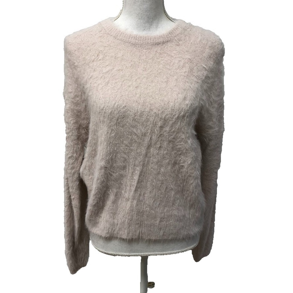 Velvet Graham & Spencer Furry Sweater Jumper Womens XS Blush Pink Crew Neck Cozy